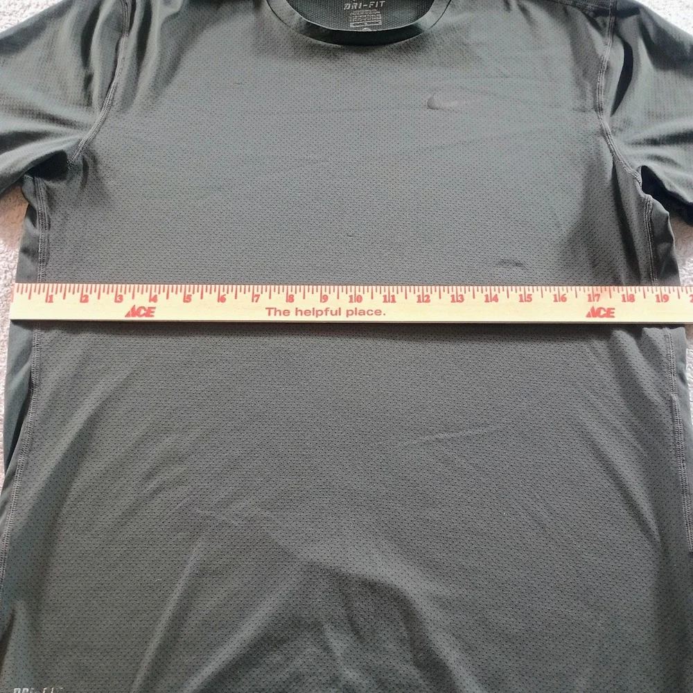 Nike Mens Dri-FIT Running Shirt Olive Green Medium Breathable Mesh Tee